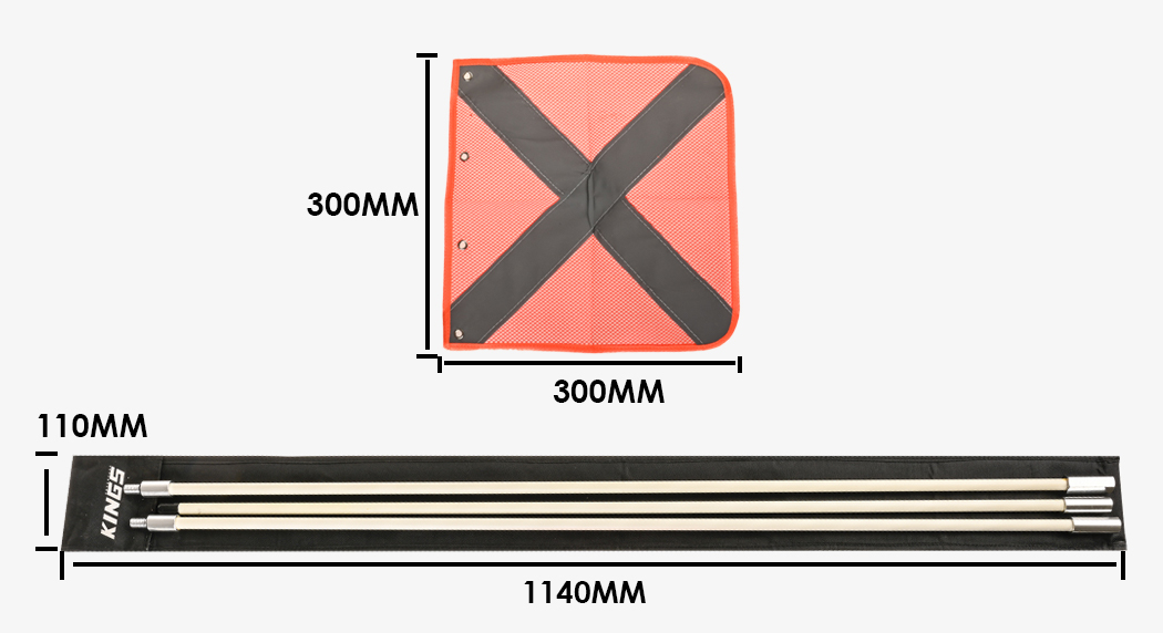 Adventure Kings 3m Sand Safety Flag 4WD 30cm x 30cm Fibreglass Poles